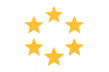 Golden stars forming a ring, symbolizing top rating, quality, success, and excellence, transparent background