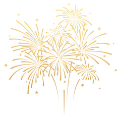 Gold fireworks vector illustration isolated, New Year party