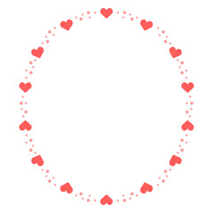 분홍 하트 패턴 둥근 프레임 일러스트