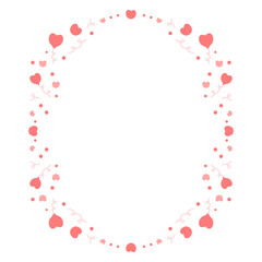 분홍 하트 패턴 둥근 프레임 일러스트