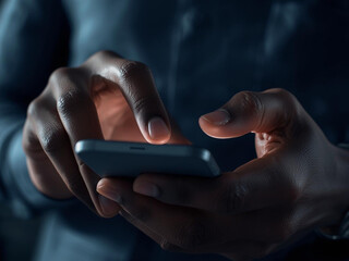 close up hand hold mobile phone device:focus on man work play read call text type on smartphone concept, teen people innovation technology telecommunication. teenager reply response chatting