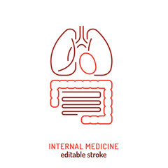 Internal medicine icon with lungs, colon, intestine.