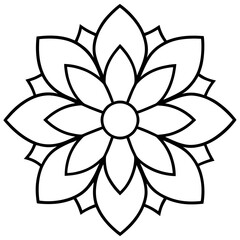  Elegant circular flower mandala line art