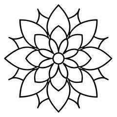  Elegant circular flower mandala line art