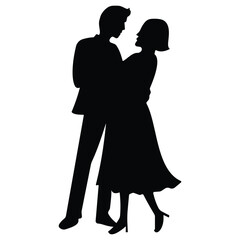 Dancing couple icon vector is standing. Silhouette of a couple dancing. Girl and boy are dancing vector illustration.