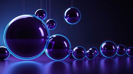 Abstract glowing purple spheres futuristic digital technology background