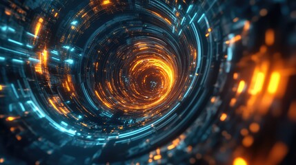 Obraz premium Digital data network tunnel transferring information fast