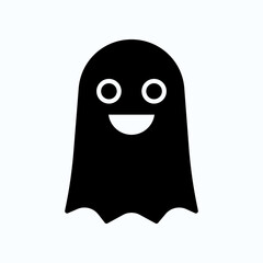 Friendly Ghost Icon: Simple Silhouette Illustration for Halloween, Kids, and Cartoon Designs