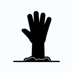 Illustration of a Hand Reaching Upward From the Ground, Evoking a Spooky and Mysterious Atmosphere. Ideal for Halloween, Horror Themes, or Eerie Concepts