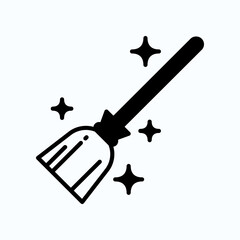 Cleaning Tool Icon With Sparkles And Sweep Brush For Cleaning And Maintenance Illustrations