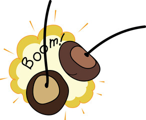 Horse-chestnuts on string. Illustration to traditional game of conkers.
