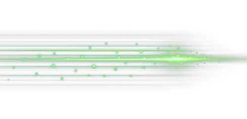 Green Light Effect with Horizontal Lines in Motion Isolate On Transparent Background, cutout, png