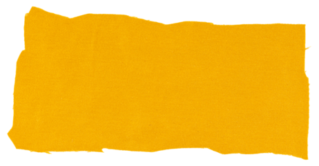 Yellow fabric patch with rough torn edges textile scrap piece isolated transparent png cloth rag for sewing craft collage and handmade design element