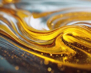 Glistening Waves of Molten Gold and Silver Liquid in Dynamic Swirls.