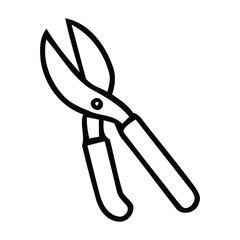 Black Outline Icon of Garden Shears or Pruning Shears in garden shears, pruning shears, secateurs, gardening tool, vector illustration.