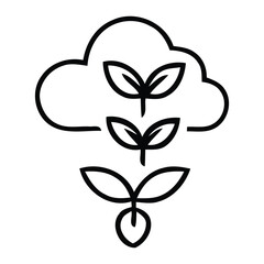 Cloud with growing plants and a seed on a white background, in cloud, sky, plant, sprout, seedling, growth, nature, vector illustration.