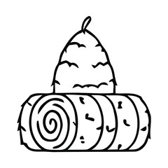 Hay Bales Outline Icon on White Background straw, agriculture, vector illustration.