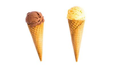 Two Variations of Ice Cream Cones  Isolated on Transparent Background