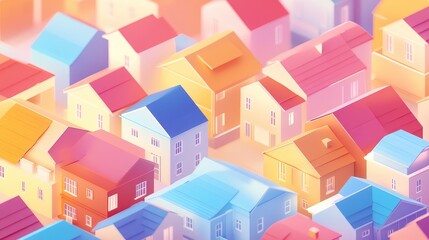 Obraz premium Colorful houses forming a vibrant community neighborhood background