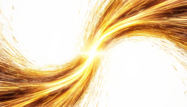 Golden light streams in dynamic motion PNG on transparent background for universal design overlay.