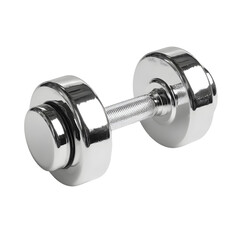 Naklejka premium Fitness dumbbell chrome metal, white isolated background