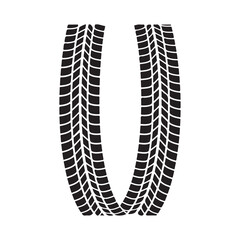 Tire tracks on white background.