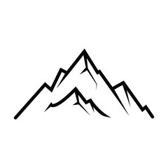 Black silhouette showcases the mountain peak against a bright white background in form