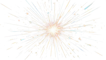 Light burst with colorful prism refractions and rays PNG on transparent background for design overlay.