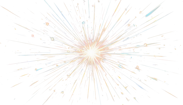 Light burst with colorful prism refractions and rays PNG on transparent background for design overlay.