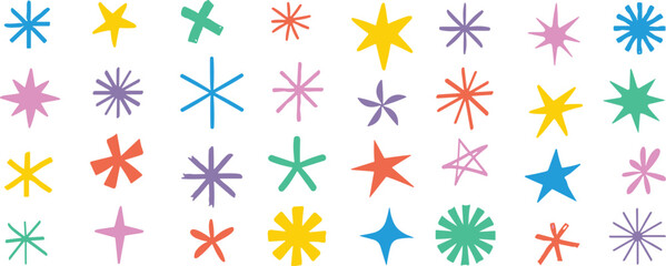 Colorful Starburst Pattern A Whimsical Array of Star Designs and Festive Fun