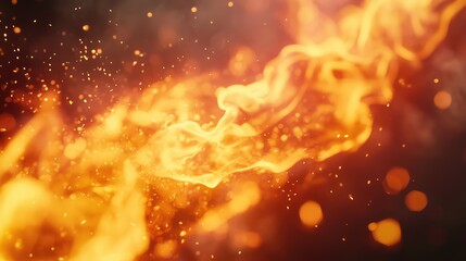 Naklejka premium Burning fire flames creating sparks and smoke