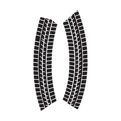 Tire tracks on white background.