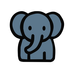 Cute Flat Elephant Icon – Cartoon Baby Elephant