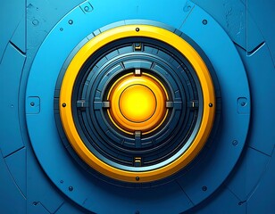 Circular futuristic blue panel