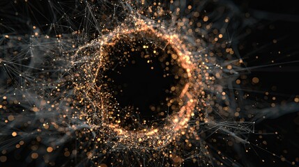 Digital network connecting particles forming a circular light