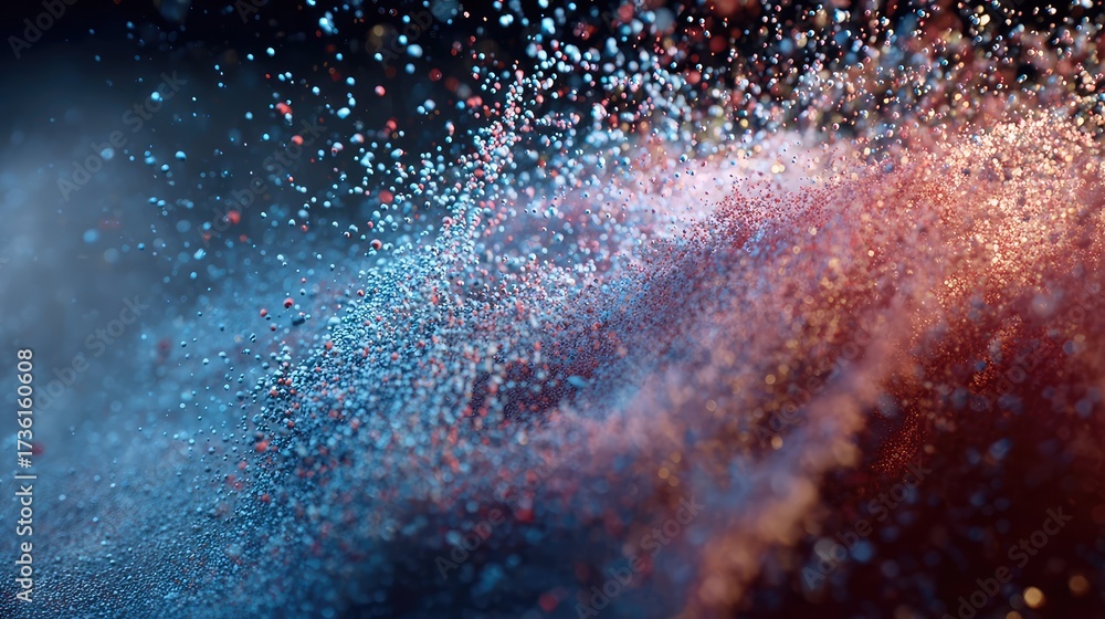 Canvas Prints blue and red powder particles colliding creating explosion
