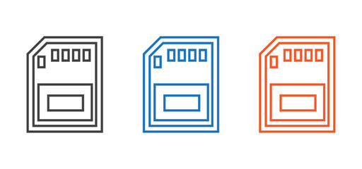 memory card icon set isolated on white background