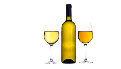 Two Variations of Wine Sets Isolated on Transparent Background