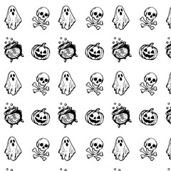 Set of halloween patterns isolated on white background
