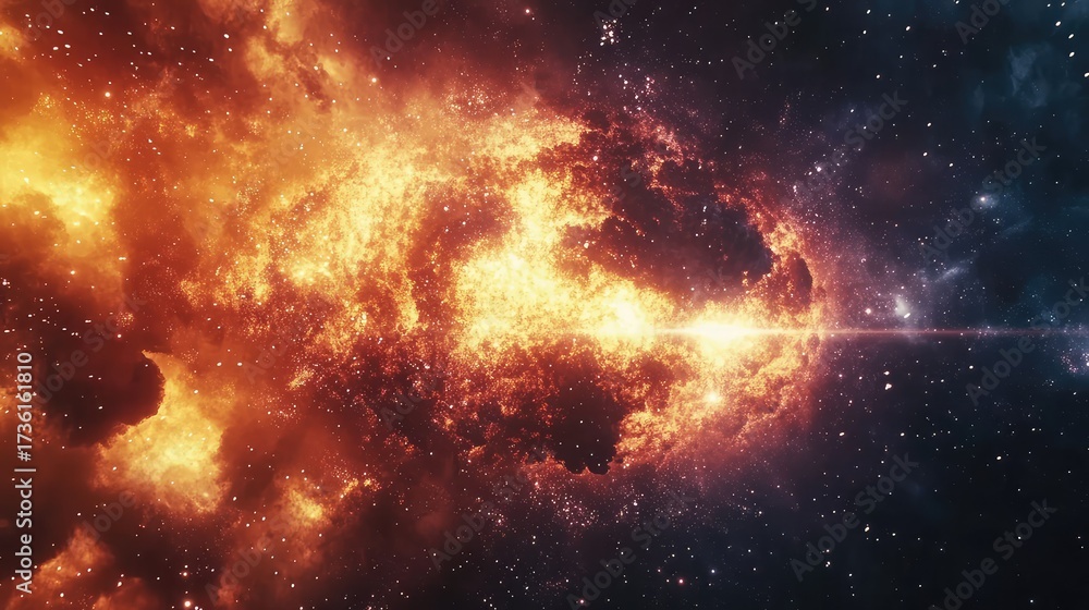Wall mural cosmic star explosion creating vibrant nebula and galaxy