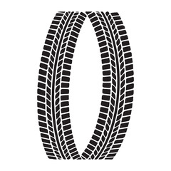 Tire tracks on white background.