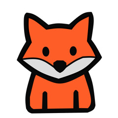 Cute Flat Fox Icon – Cartoon Orange Fox