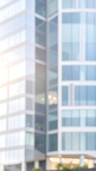 Blurred view of modern glass skyscrapers