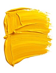 Bold yellow paint stroke on white background