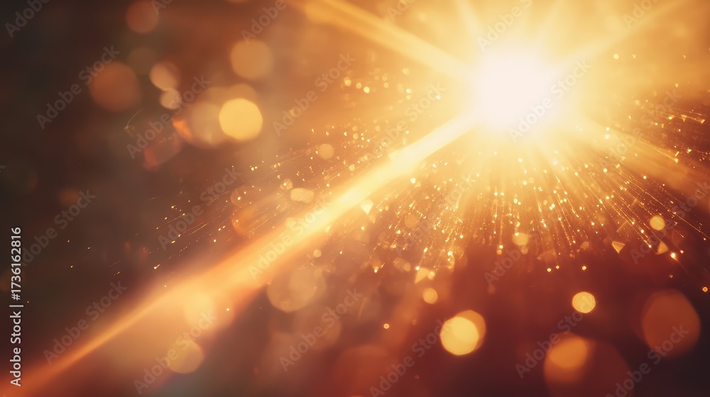 Canvas Prints golden light explosion with sparkling bokeh particles