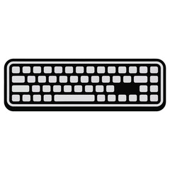 Naklejka premium Minimal black and white line art illustration of a key board, bold clean outline, simple smooth curves, isolated on white background, vector style, high contrast, suitable for logos and packaging