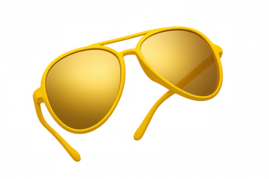 Yellow aviator sunglasses with gradient lenses, summer fashion accessory providing sun protection against bright light