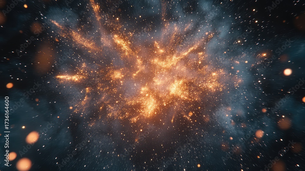 Canvas Prints abstract cosmic explosion creating glowing orange particle burst
