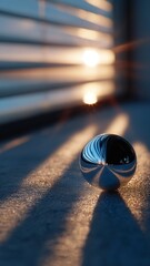 glass sphere abstract light reflection prism art – Abstract Reflection of Light Through Glass Sphere on Sunlit Surface