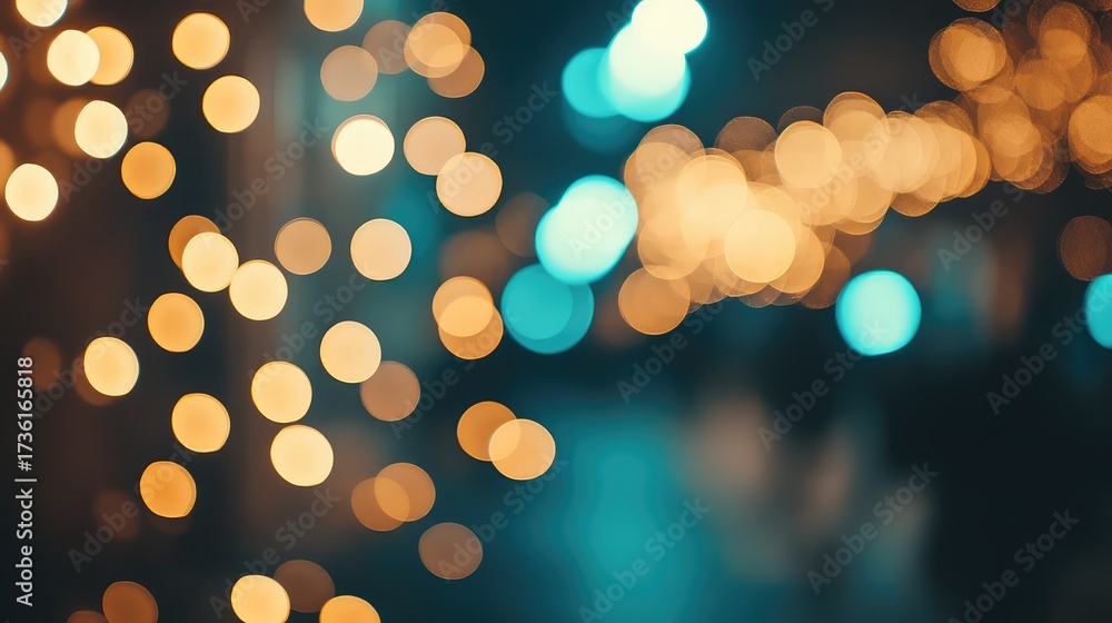 Canvas Prints abstract bokeh background showing festive teal orange lights